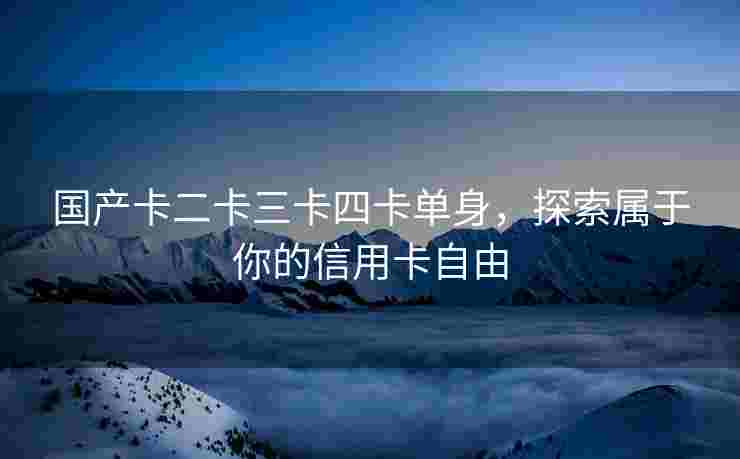 国产卡二卡三卡四卡单身，探索属于你的信用卡自由