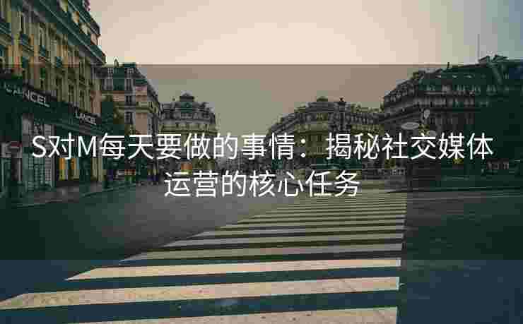 S对M每天要做的事情：揭秘社交媒体运营的核心任务